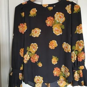 LOFT // silky pleated sleeve floral top